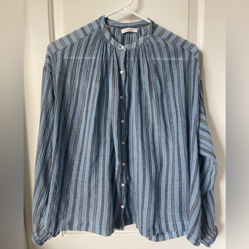 Doen Jane Blouse Indigo Stripe XS
